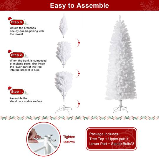 7.5ft. Unlit White Pencil Tinsel Artificial Christmas Tree